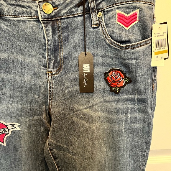 KUT FROM THE KLOTH NWT AUTHENTIC “CATHERINE BOYFRIEND” WITH PATCHES FRAYED JEAN - Picture 6 of 17